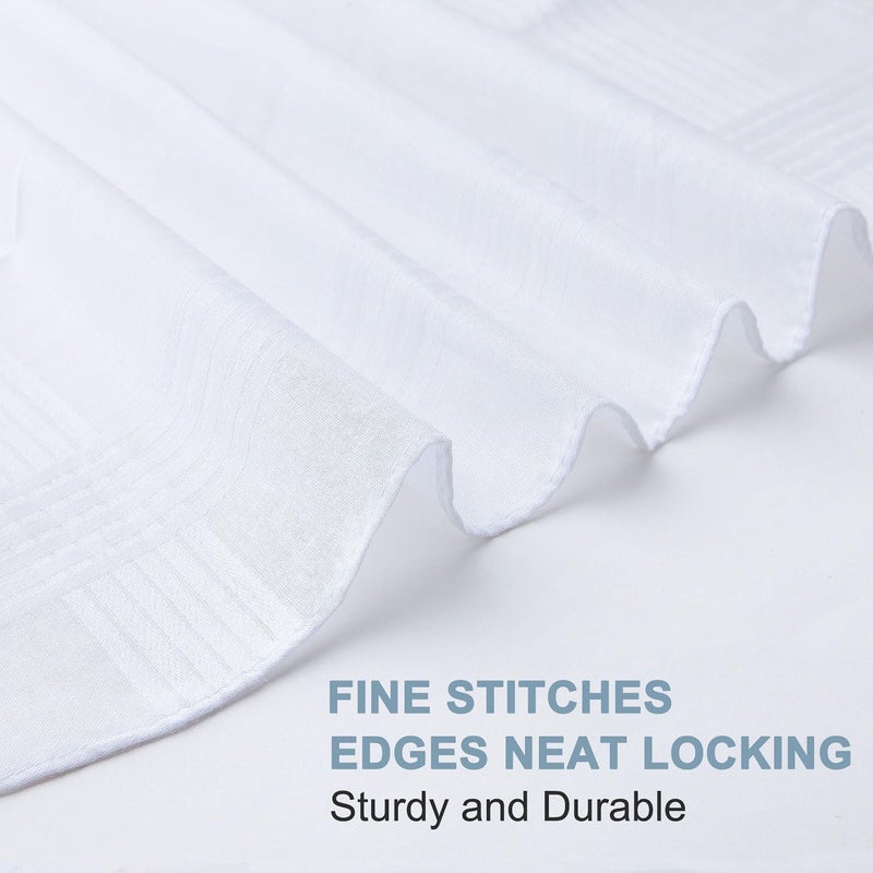 Ahardaim 12 Pcs Handkerchiefs for Men, 100% Soft Cotton White Men's Handkerchiefs, Large Classic Hankies for Men - Image 5