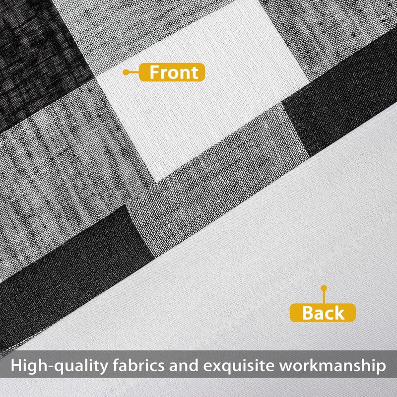 DriftAway Buffalo Plaid Blackout Curtains Linen Textured Farmhouse Double Layer Thermal Insulated Yarn Dyed Woven Checkered Gingham Grommet Drapes for Living Room 2 Panels Each 52W x 84L Black - Image 4