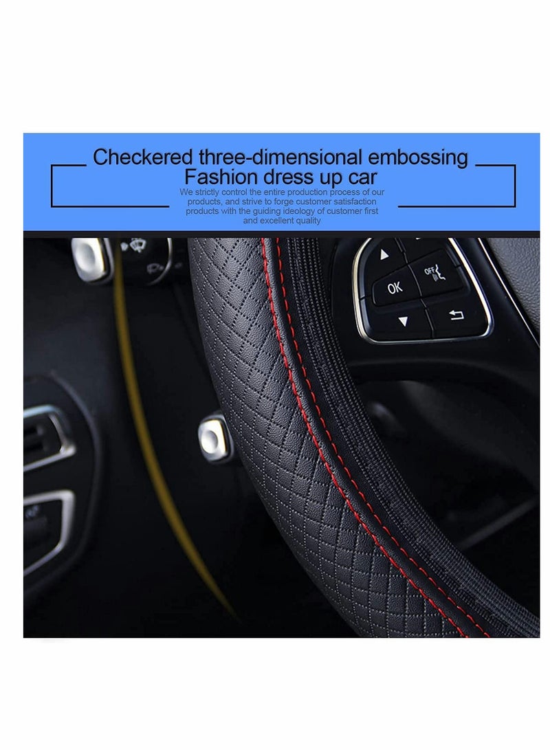 Excefore Car Steering Wheel Cover, Elastic, Breathable Anti-Slip, Universal 15 inch, Steering Wheel Cover for Men Women (Black/Red) - Image 3