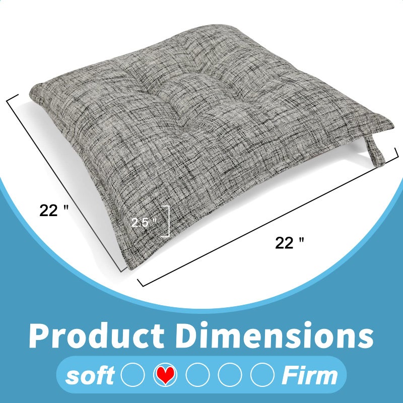 SINOSSO SINSOSSO Large Floor Pillow 22", Thickened Bite-Size Memory Foam Square Non-Slip Cushion for Office Back Support/Indoor Yoga/Chair Seat, Fashionable Color-Blocked Fabric & Washable, White-Gray, 1 PCS - Image 2