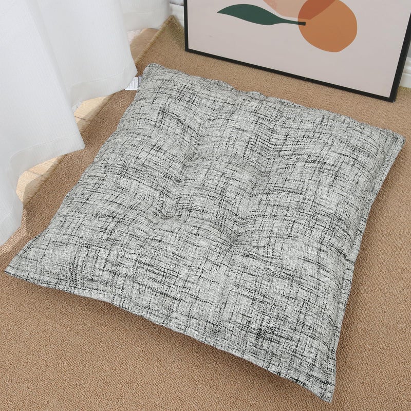 SINOSSO SINSOSSO Large Floor Pillow 22", Thickened Bite-Size Memory Foam Square Non-Slip Cushion for Office Back Support/Indoor Yoga/Chair Seat, Fashionable Color-Blocked Fabric & Washable, White-Gray, 1 PCS - Image 1
