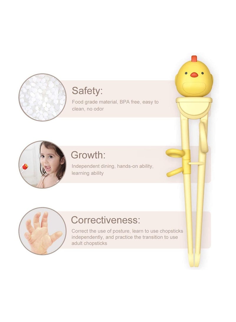 SYOSI Baby Training Chopsticks Set Chopstick Spoon Fork and Case Reusable Learning with Attachable Helper for Kids Beginners Right Handed Only - Image 2