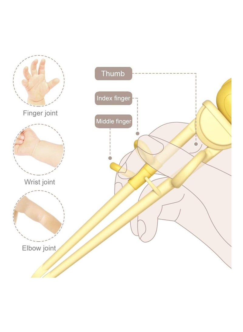SYOSI Baby Training Chopsticks Set Chopstick Spoon Fork and Case Reusable Learning with Attachable Helper for Kids Beginners Right Handed Only - Image 3