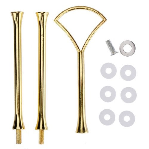 Happy Will 3 Tier 14" Heavy Metal Cake Stand Holder Fruit Plate Stand Fitting Hardware Rod Golden Fan - Image 1