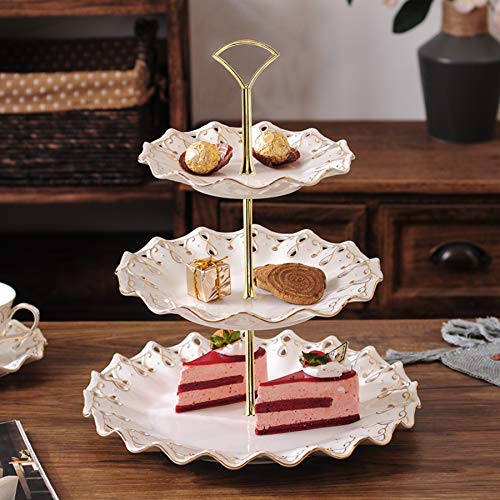 Happy Will 3 Tier 14" Heavy Metal Cake Stand Holder Fruit Plate Stand Fitting Hardware Rod Golden Fan - Image 4