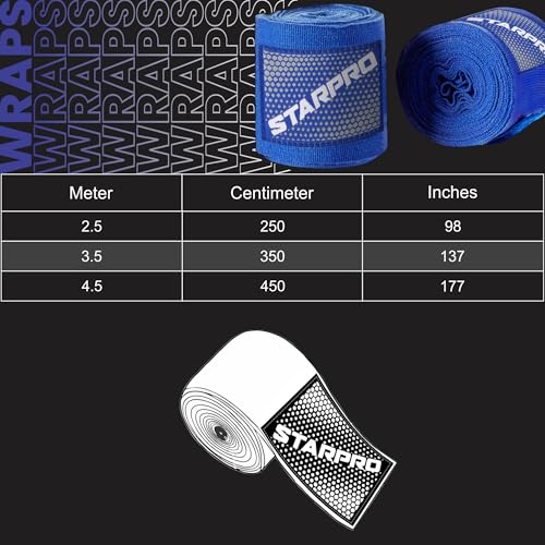 Starpro Boxing Hand Wraps 2.5m & 4.5m – Mexican Style Wrist Wraps with Thumb Loop – Elastic Hand Wraps for Boxing Kickboxing MMA for Men & Women - Image 2