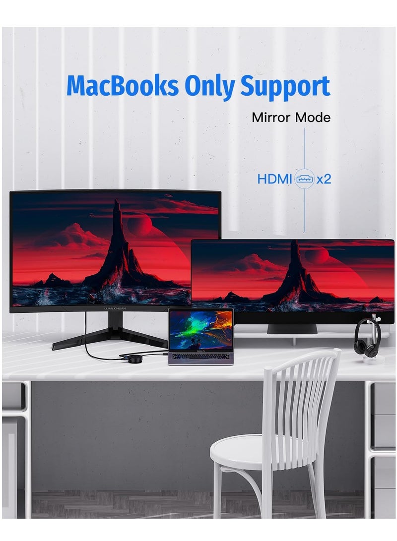 SYOSI USB C Docking Station Dual Monitor, 7-in-1 Round Multifunctional Multiport Adapter with 2 4K HDMI, 100W PD, Micro SD Card Reader, 2 USB 3.0, Gigabit Ethernet, for MacBook/Dell/HP/Lenovo Laptops - Image 5