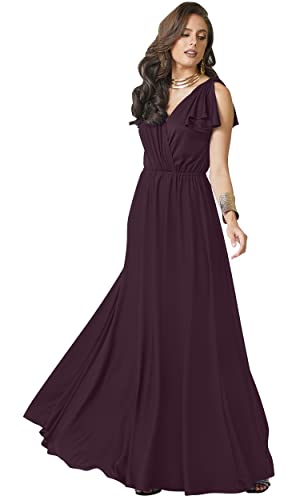 KOH KOH Plus Size Womens Long Sleeveless Flowy Prom Evening Wedding Party Guest Bridesmaid Bridal Formal Cocktail Summer Floor-Length Gown Gowns Maxi Dress Dresses, Sangria Wine 4XL 26-28 - Image 1