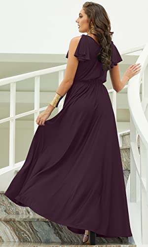 KOH KOH Plus Size Womens Long Sleeveless Flowy Prom Evening Wedding Party Guest Bridesmaid Bridal Formal Cocktail Summer Floor-Length Gown Gowns Maxi Dress Dresses, Sangria Wine 4XL 26-28 - Image 4