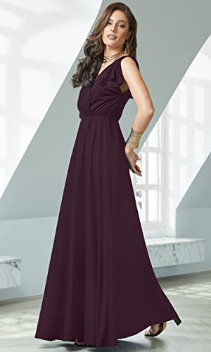 KOH KOH Plus Size Womens Long Sleeveless Flowy Prom Evening Wedding Party Guest Bridesmaid Bridal Formal Cocktail Summer Floor-Length Gown Gowns Maxi Dress Dresses, Sangria Wine 4XL 26-28 - Image 3
