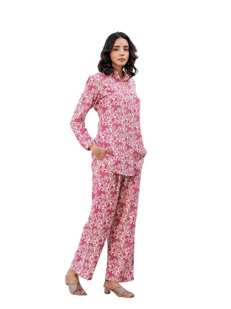 Kalaanj Reyon Bland Regular Women Kurta Set (KALSS24SK-6_SP-64-L_Pink - Image 1