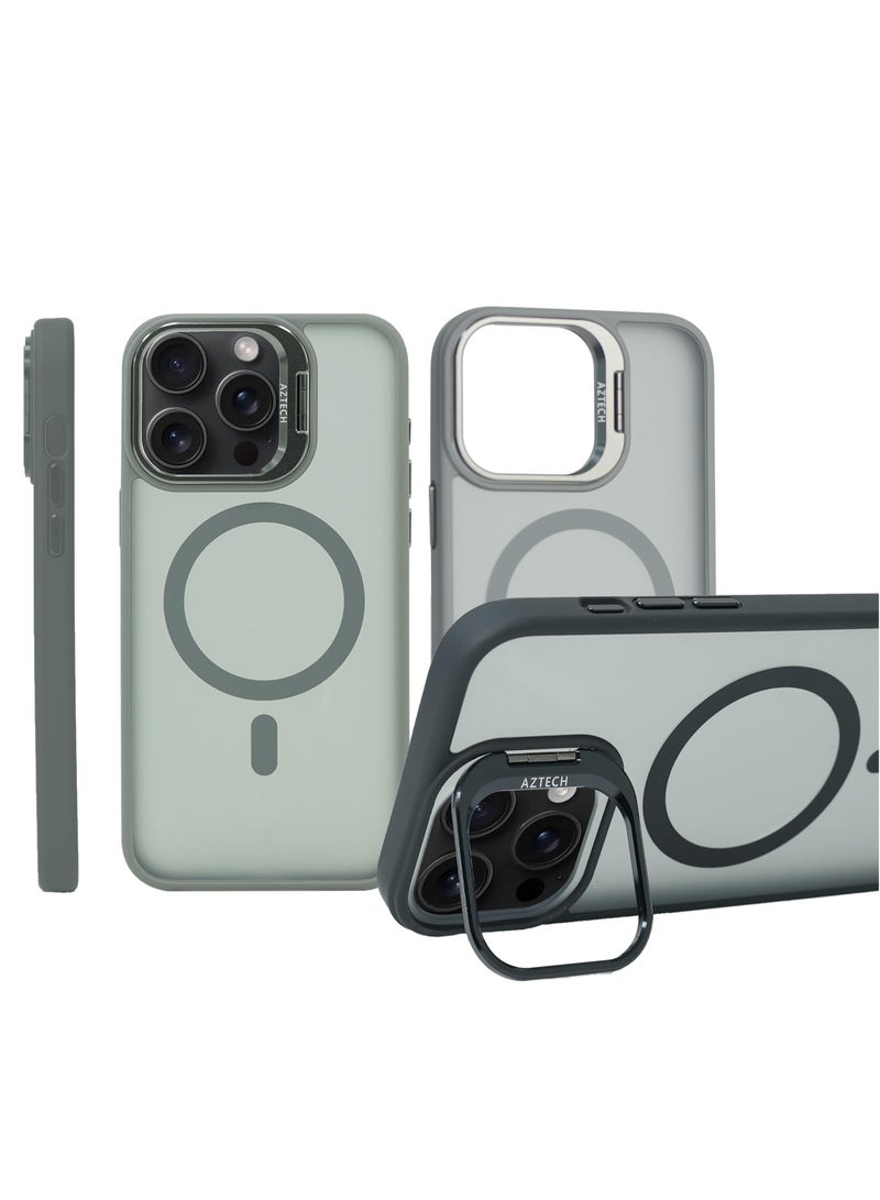 Aztech for iPhone 13 Pro Max Case Compatible & MagSafe Supports Magnetic Wireless Charging Built-in Camera Ring Stand Scratch-Resistant Kickstand Cover for iPhone 13 Pro Max Classic Hybrid HaloLock  - Image 1
