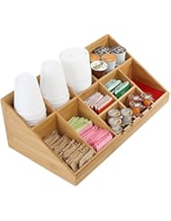 Mind Reader COMORGBM-BRN 11 Compartment Coffee Condiment Organizer, Brown Bamboo - Image 1