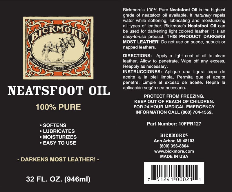 Bickmore 100% Pure Neatsfoot Oil 8 oz - Leather Conditioner and Wood Finish - Works Great on Leather Boots, Shoes, Baseball Gloves, Saddles, Harnesses & Other Horse Tack - Image 2