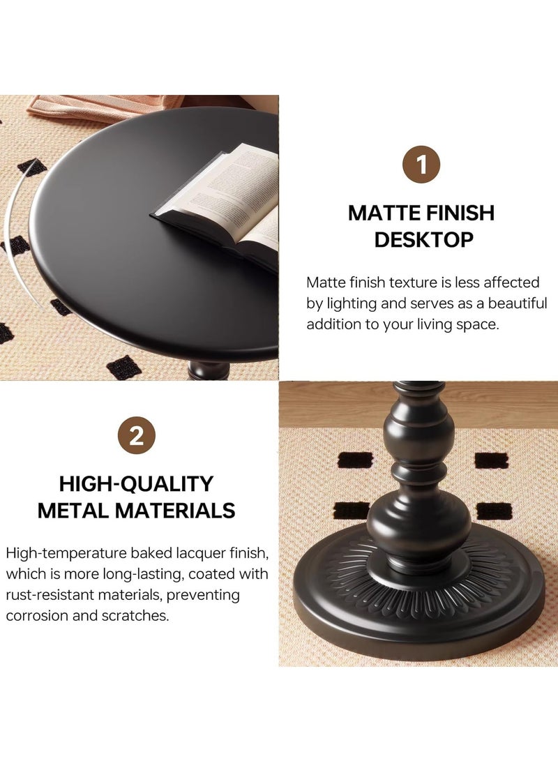 طاولة جانبية مستديرة، طاولة نهاية صغيرة لغرفة نوم غرفة المعيشة، طاولة بجانب السرير، طاولة قهوة خشبية، مضادة للماء ومكافحة الصدأ، لغرفة المعيشة، غرفة النوم، المكتب - Image 3