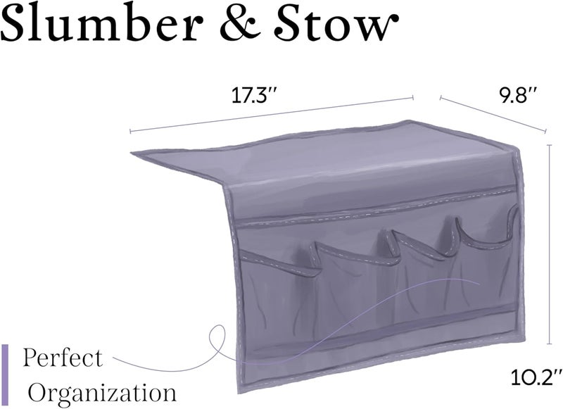Houseify Slumber & Stow Hanging Bedside Caddy - 5 Pocket Bed Caddy Organizer for Tablets, Magazines, Phone, Glasses, Remotes & More - Ideal Storage For Dorm, Bedroom & Living Areas - 10"x17.3" - Image 3