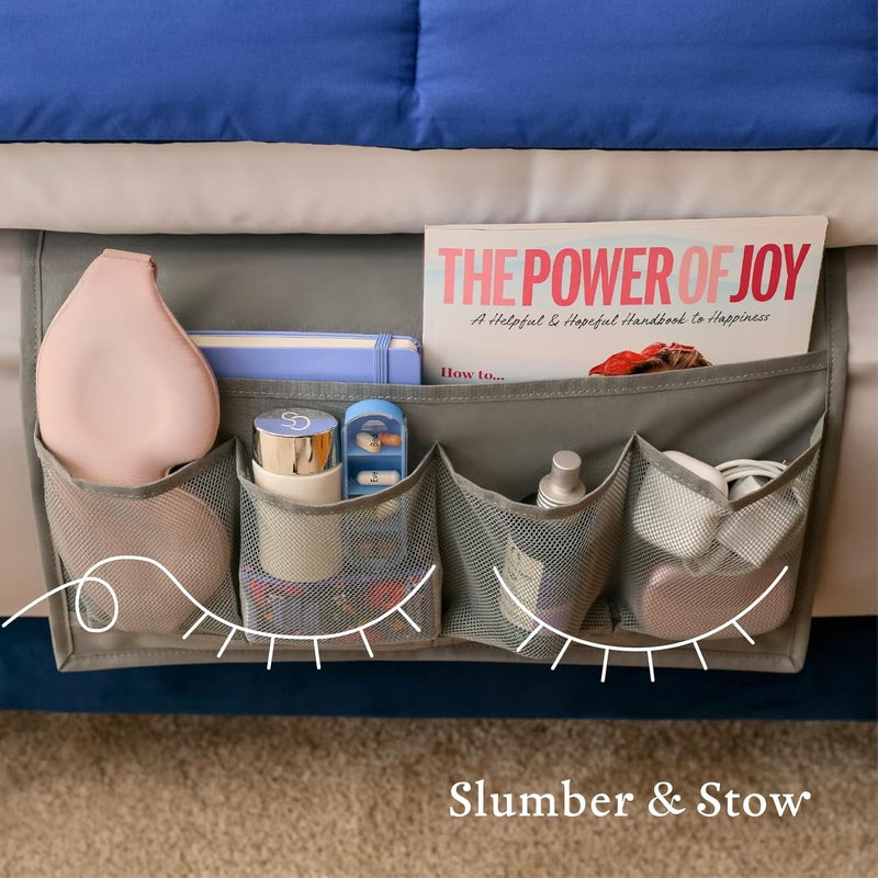 Houseify Slumber & Stow Hanging Bedside Caddy - 5 Pocket Bed Caddy Organizer for Tablets, Magazines, Phone, Glasses, Remotes & More - Ideal Storage For Dorm, Bedroom & Living Areas - 10"x17.3" - Image 5