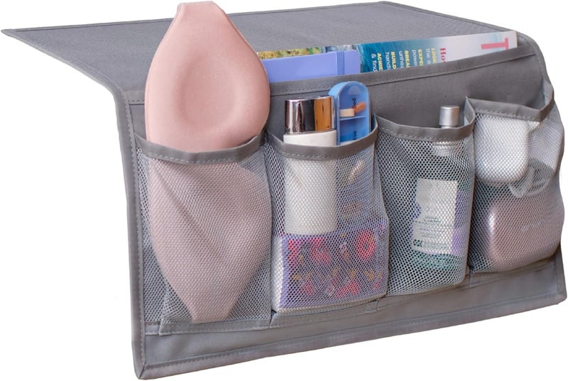 Houseify Slumber & Stow Hanging Bedside Caddy - 5 Pocket Bed Caddy Organizer for Tablets, Magazines, Phone, Glasses, Remotes & More - Ideal Storage For Dorm, Bedroom & Living Areas - 10"x17.3" - Image 1
