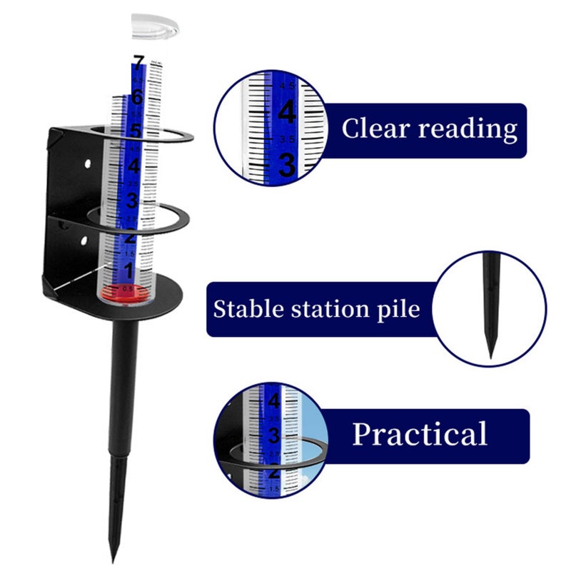 2 Pack Rain Gauge Outdoor with Metal Stand Large Print Red Float for Accurate Rainfall Measurement - Image 4