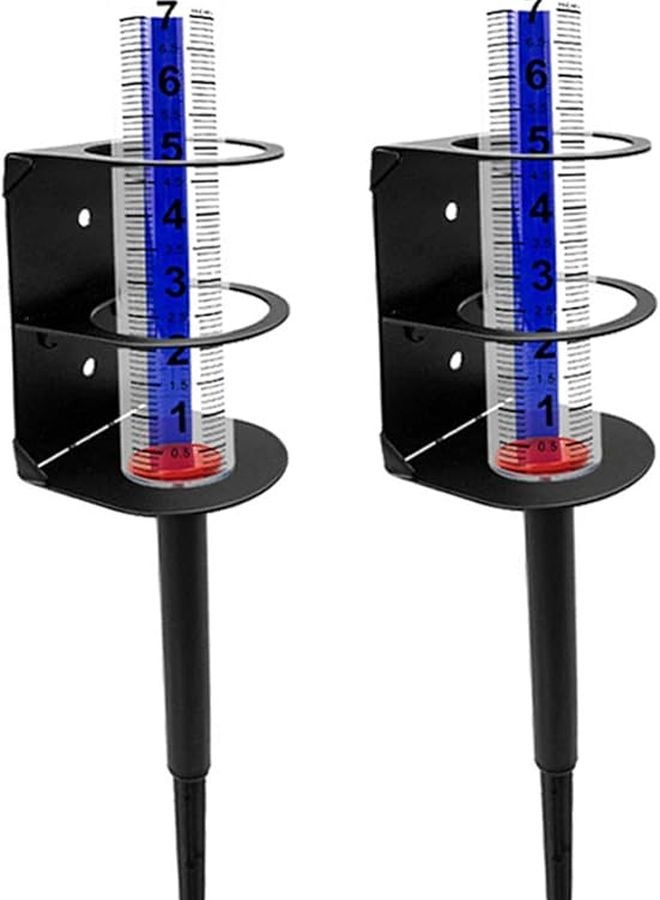 2 Pack Rain Gauge Outdoor with Metal Stand Large Print Red Float for Accurate Rainfall Measurement - Image 1