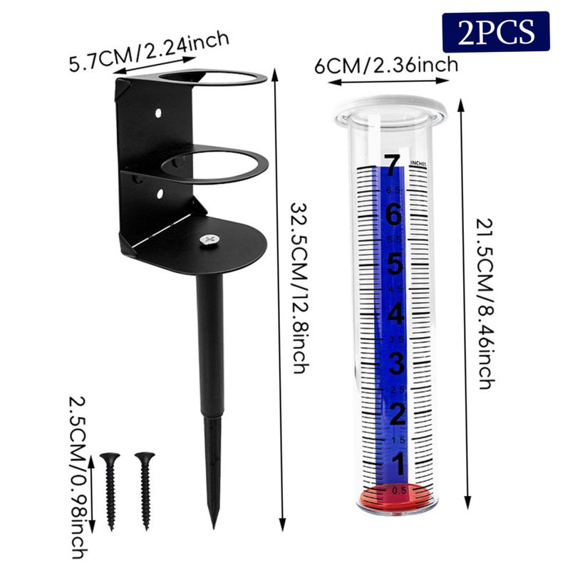 2 Pack Rain Gauge Outdoor with Metal Stand Large Print Red Float for Accurate Rainfall Measurement - Image 3