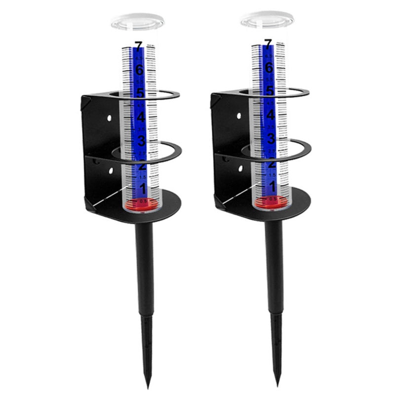 2 Pack Rain Gauge Outdoor with Metal Stand Large Print Red Float for Accurate Rainfall Measurement - Image 2