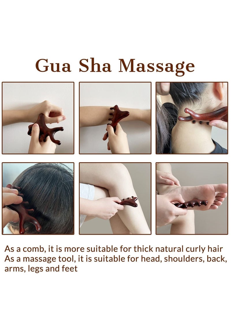 Y&D Wooden Massage Comb Shark Shaped Gua Sha Wide Tooth for Head Scalp, Facial, Body Natural Sandalwood Massager Acupressure Tools Gift Women Men - Image 5