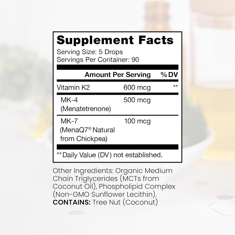 Pure Therapro Rx Ultimate K2 Supplement  Liquid Liposomal Vitamin K2 Drops  90 Servings  600mcg Vegan K2 as MK4  MenaQ7 MK7  Supports Bone Health Heart Health Skin  Hair  10 mL - Image 2