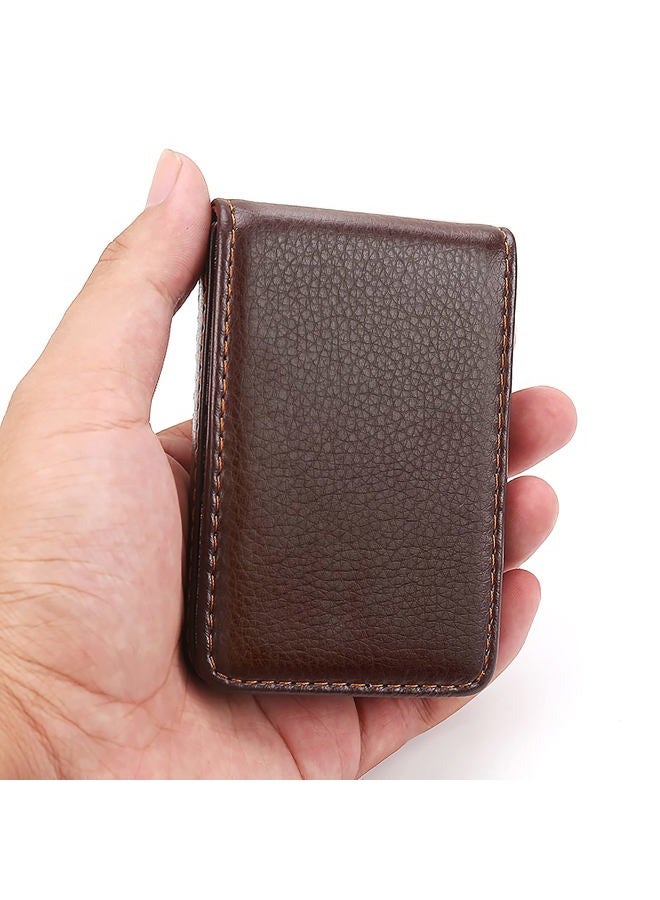 Ocadux Leather Business Card Holder for Men or Women with Magnetic Shut, Hold 25 Business Cards, Coffee - Image 5