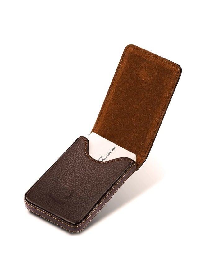 Ocadux Leather Business Card Holder for Men or Women with Magnetic Shut, Hold 25 Business Cards, Coffee - Image 1