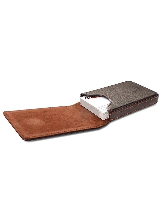 Ocadux Leather Business Card Holder for Men or Women with Magnetic Shut, Hold 25 Business Cards, Coffee - Image 2