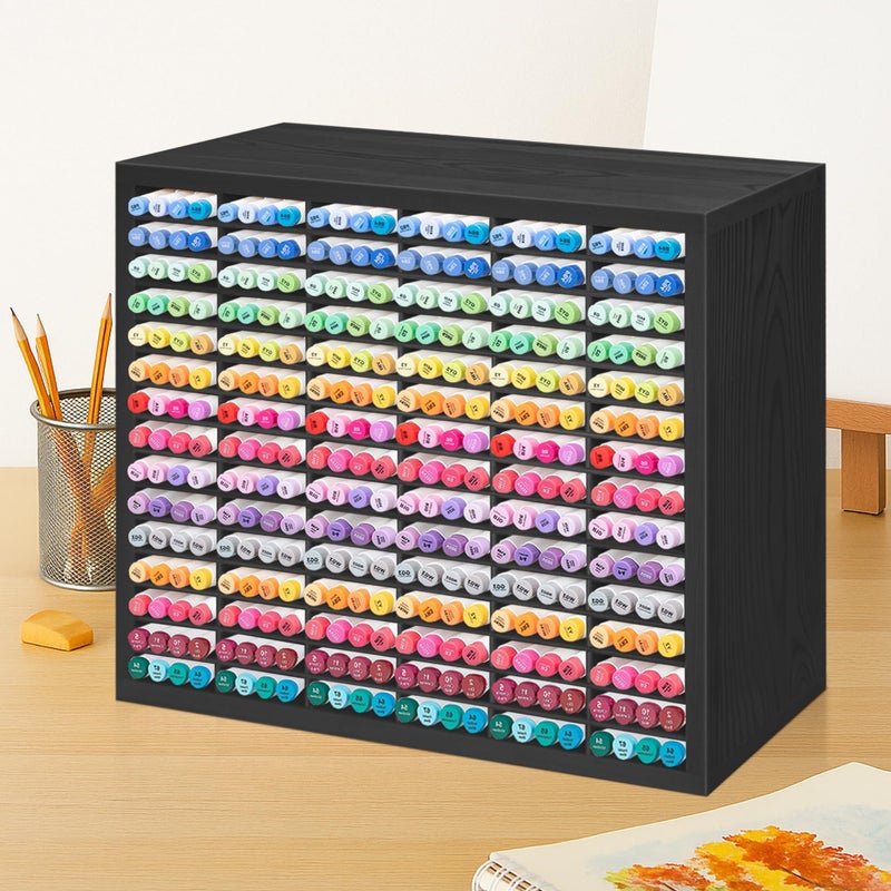 PROLEE Markers Organizer with 90 Compartments for 360 Marker Storage Art Pens Storage Rack,Watercolor Brushes Pens Alcohol Marker Holder for Desk Organizer - Image 2
