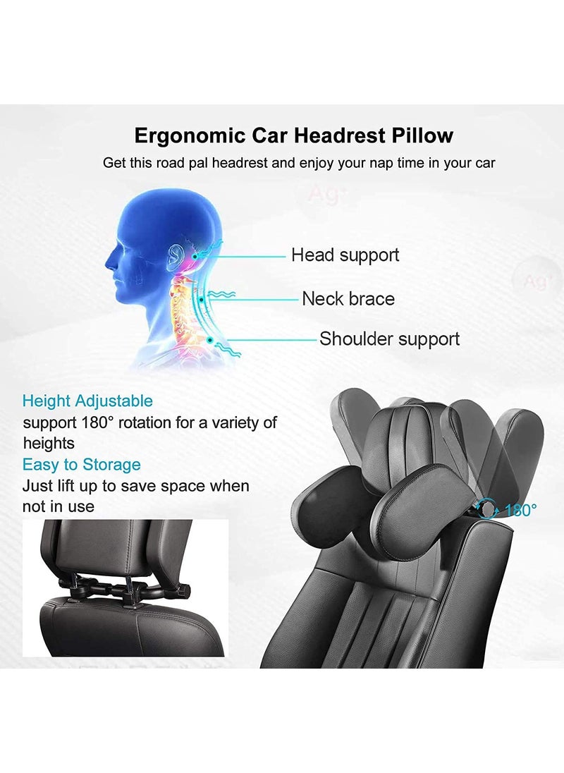Ostin Ostin Headrest Car Seats Headrest Car ChildrenNeck Pillow Height Adjustable Car Headrest Side Headrest Cushion Made of Leather with Telescopic Rod and Sliding Clips  - Image 3