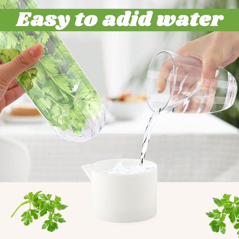 Giyochie Fresh Herb Saver Cilantro Storage Containers for Refrigerator, Transparent Herbs Saver fits Fridge Asparagus Parsley Mint Leaves, Keeps Greens Vegetables for 2-3 Weeks(SIZE:2 pcs) - Image 4