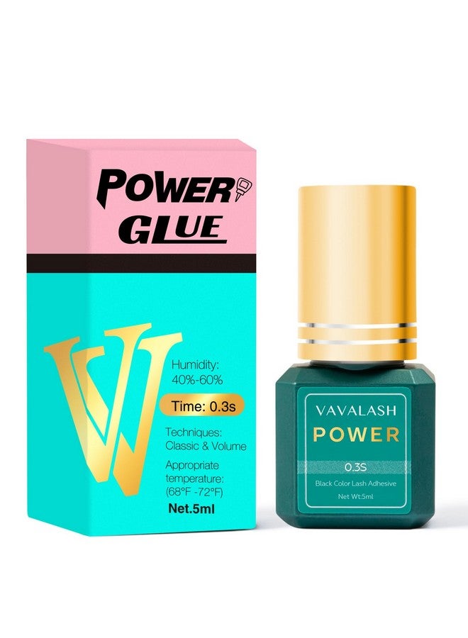 VAVALASH Eyelash Extension Glue Lash Extension Adhesive 0.3 Sec Drying Time Retention 9 Weeks Maximum Bond Lash Glue Long Lasting Black Eyelash Glue Professional Lash Artist Use Only (Power,5ml) - Image 1