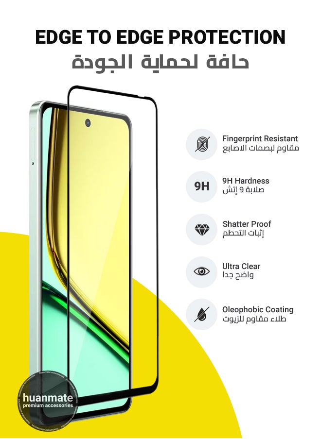 huanmate - Realme C67 4G Screen Protector – Premium Edge to Edge Tempered Glass, High Transparency, Delicate Touch, Anti-Explosion, Smooth Arc Edges, Easy Installation - Image 1