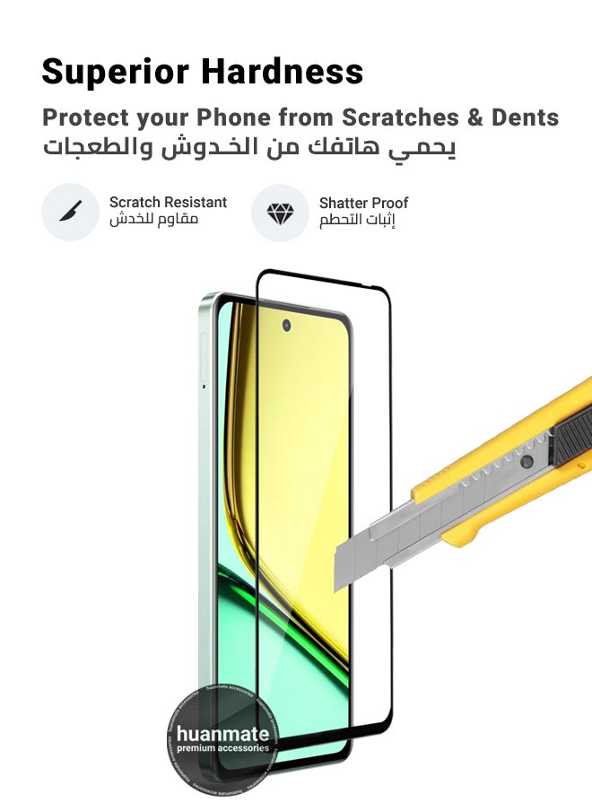 huanmate - Realme C67 4G Screen Protector – Premium Edge to Edge Tempered Glass, High Transparency, Delicate Touch, Anti-Explosion, Smooth Arc Edges, Easy Installation - Image 1