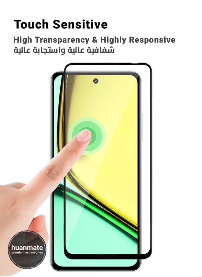 huanmate - Realme C67 4G Screen Protector – Premium Edge to Edge Tempered Glass, High Transparency, Delicate Touch, Anti-Explosion, Smooth Arc Edges, Easy Installation - Image 1