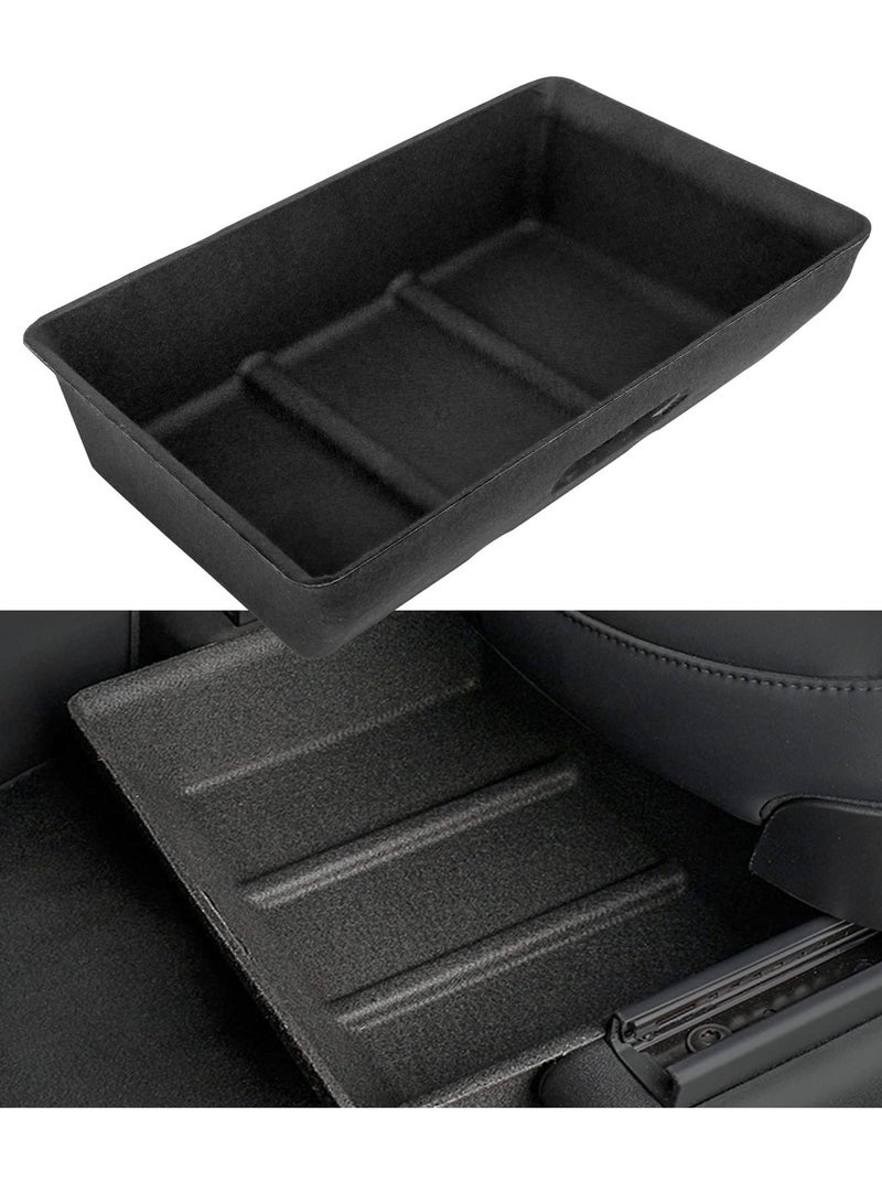Under Seat Storage Box Organizer Tray for Tesla Model Y 2022 2021 2016-2020, Compatible with Tesla Model Y Accessories, Hidden Tray Under Car Seat Storage (Original Felt Texture) - Image 1