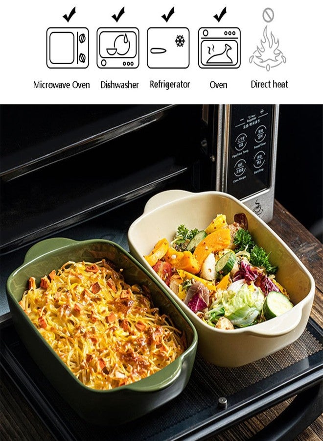 TUSIMI Ceramic Casserole Dish with Lid,33oz Covered Rectangular Baking Dish with Lid,Deep Casserole Cookware Bakeware,Oven Safe and Dishwash Safe - Image 3