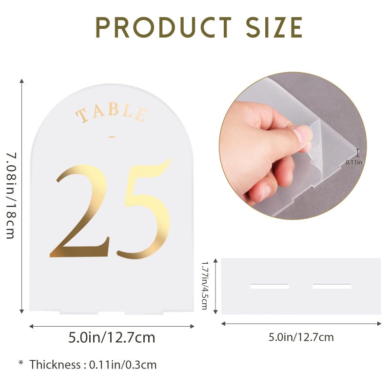 SOVQUEST Acrylic Wedding Table Number 1-10 Arch Gold Foil Printed tabletop Sign 5x7Inch With Stand for wedding reception Party Anniversary - Image 2