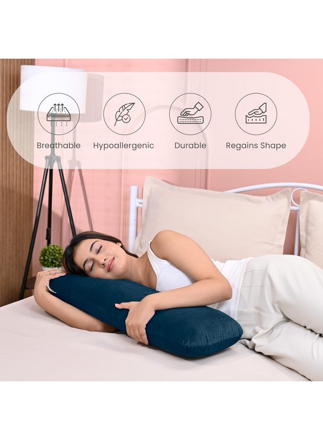 MY ARMOR Memory Foam Half Body Side Pillow for Pregnancy & Hugging, Long Cuddle Pillow Suitable for Side Sleepers & Back Support - Velvet Cover - 30x10x5 Inches, Navy Blue - Image 4