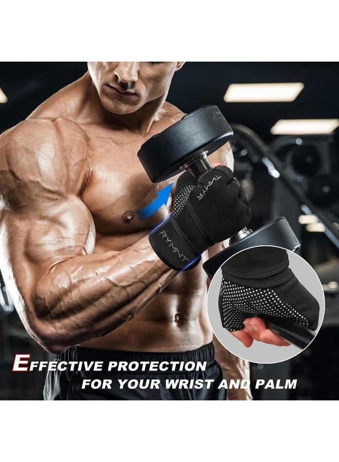 RYMNT Workout Gloves with Wrist Wrap Support, Weight Lifting Gloves with Full Palm Protection & Extra Grip for Men Women Gym Exercise, Fitness, Weightlifting, Pull ups,Aron Black-M - Image 5