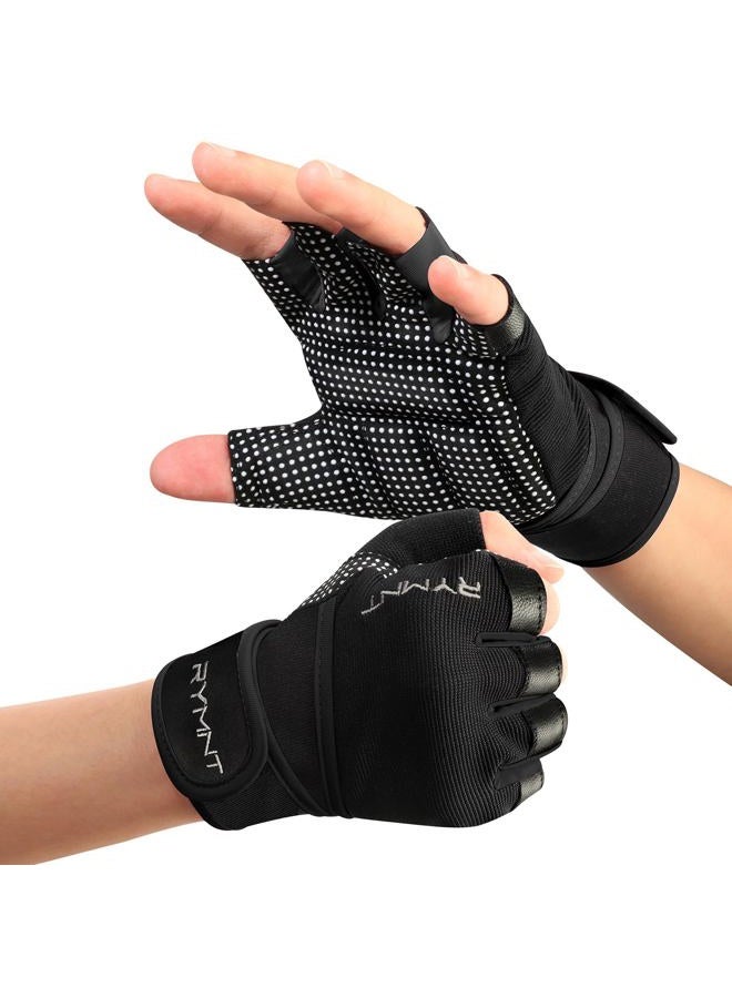 RYMNT Workout Gloves with Wrist Wrap Support, Weight Lifting Gloves with Full Palm Protection & Extra Grip for Men Women Gym Exercise, Fitness, Weightlifting, Pull ups,Aron Black-M - Image 1