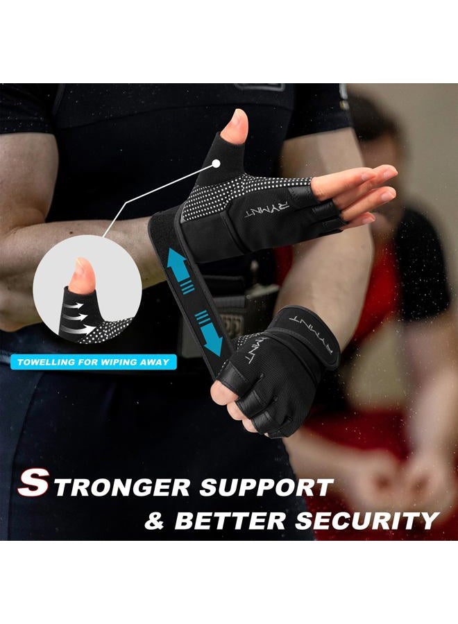 RYMNT Workout Gloves with Wrist Wrap Support, Weight Lifting Gloves with Full Palm Protection & Extra Grip for Men Women Gym Exercise, Fitness, Weightlifting, Pull ups,Aron Black-M - Image 3