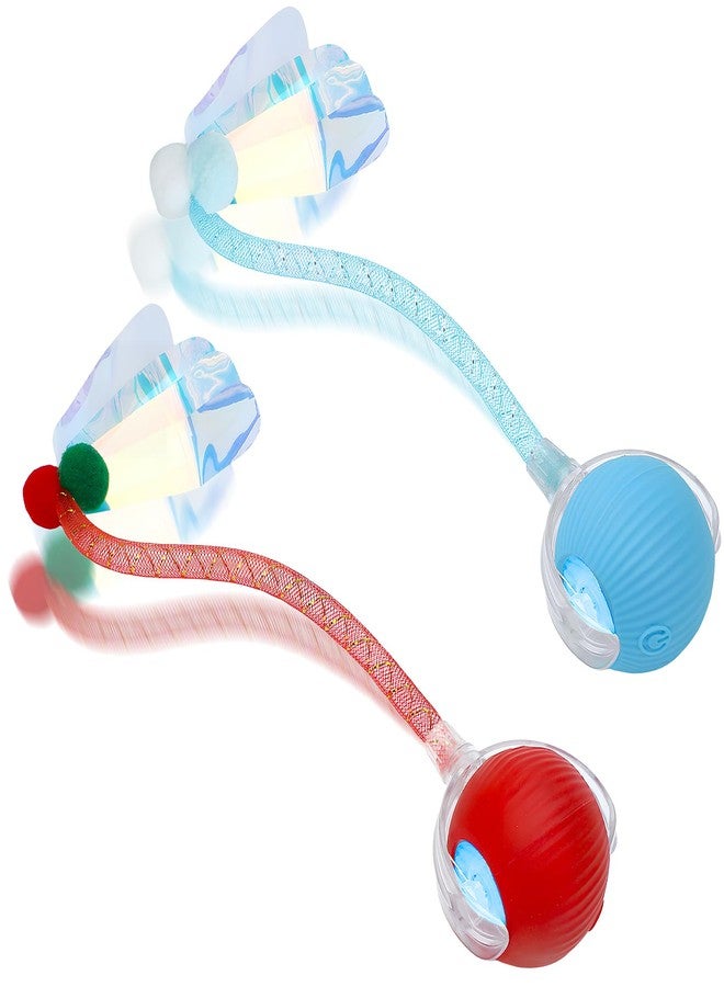 SUBANG 2 Pieces Interactive Cat Toys for Indoor Cats 2025 New Generation Interactive Cat Ball Toy with Elastic Mesh Tail Fast 360° Automatic Rolling Ball for Bored Indoor Kittens Adult Cats - Image 1