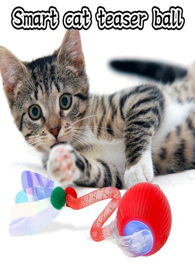 SUBANG 2 Pieces Interactive Cat Toys for Indoor Cats 2025 New Generation Interactive Cat Ball Toy with Elastic Mesh Tail Fast 360° Automatic Rolling Ball for Bored Indoor Kittens Adult Cats - Image 4