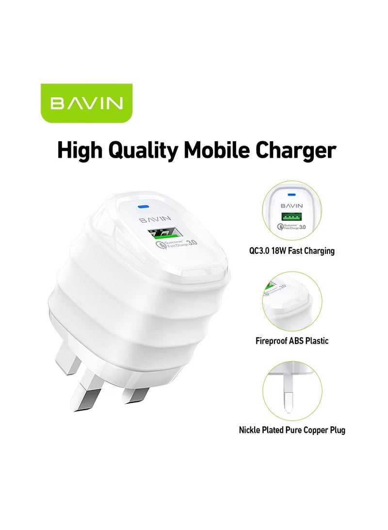 Bavin 18W Fast Charger + Free TypeC-USB 3.0 Charging Speed Cable PC555E - Image 4