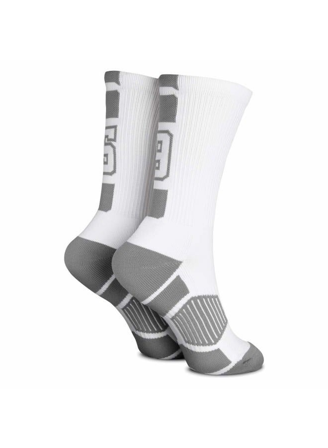 ChalkTalkSPORTS Custom Team Number Crew Socks | Athletic Socks | White | 16 - Image 2