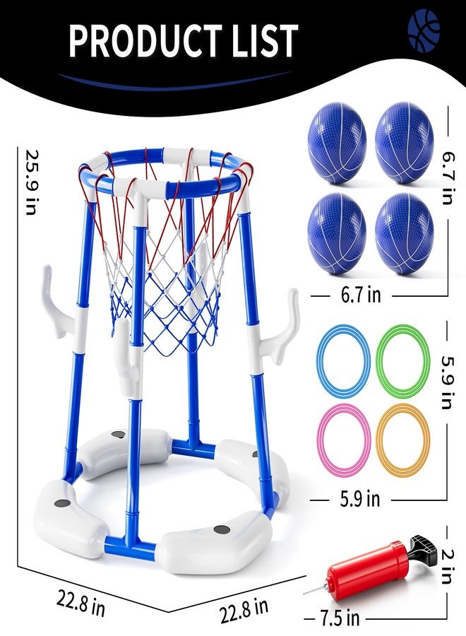 WATUDOU 2-in-1 Pool Basketball Hoop & Ring Games with 4 Balls 12 Rings and Pump, Summer Water Outdoor Party Swimming Pool Toys Games for Kids Ages 4-8 8-12 Adult, Family Party Easter Birthday Games Toys - Image 5
